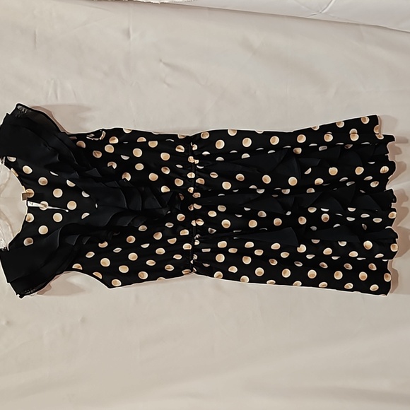 Lauren Conrad, Polka dot mini dress, Ruffles, Black and Peach, Sz 12 - Picture 1 of 10